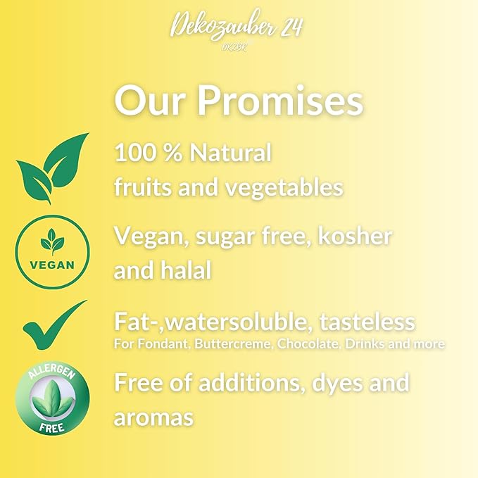 Dekozauber24 Natural yellow food coloring, 0.35oz edible powder, dye free, vegan, plant based and gluten free color for baking