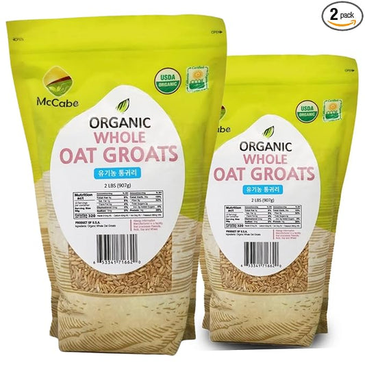 McCabe Organic Whole Oat Groats - Whole Grain 2Lbs | Organic Raw Groats | USDA and CCOF Certified | Product of USA (Pack of 2)