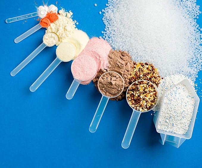 Plastic Measuring Scoop, (35 cc | 2.5 tablespoon | 1.25 fl oz. | 35 mL) Long Handle Spoons for Powders, Granules, Coffee, Pet Food, Baking Supplies, Protein and Other Dry Goods, BPA Free (Set of 10)