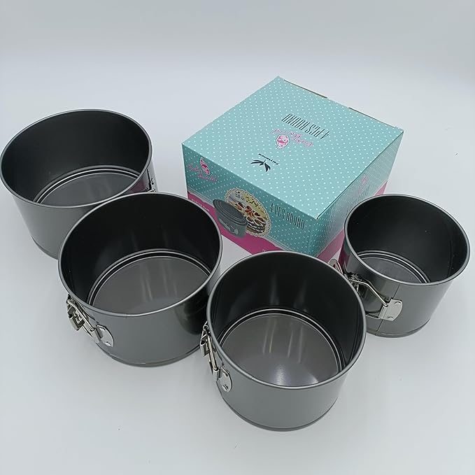 Falytemow Nonstick Springform Pan with Removable Bottom Small Tall Round Cheesecake Pan Set Size 4.7inch 5.5inch 6.3inch 7inch