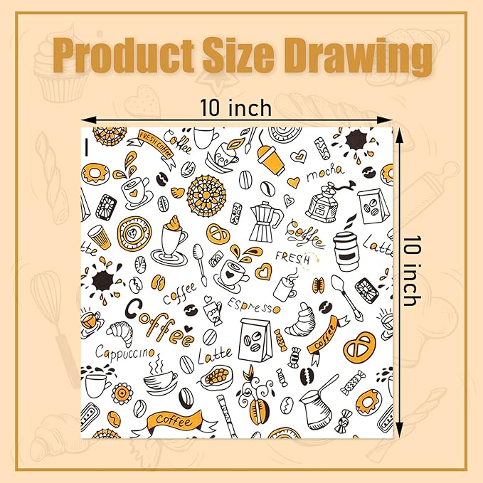 Premium Deli Paper, 10" x 10" - 200 Pk - Greaseproof, Microwaveable, Sandwich Wrapping Paper Sheets for Bakery, Picnic, Festival, Fair or BBQ