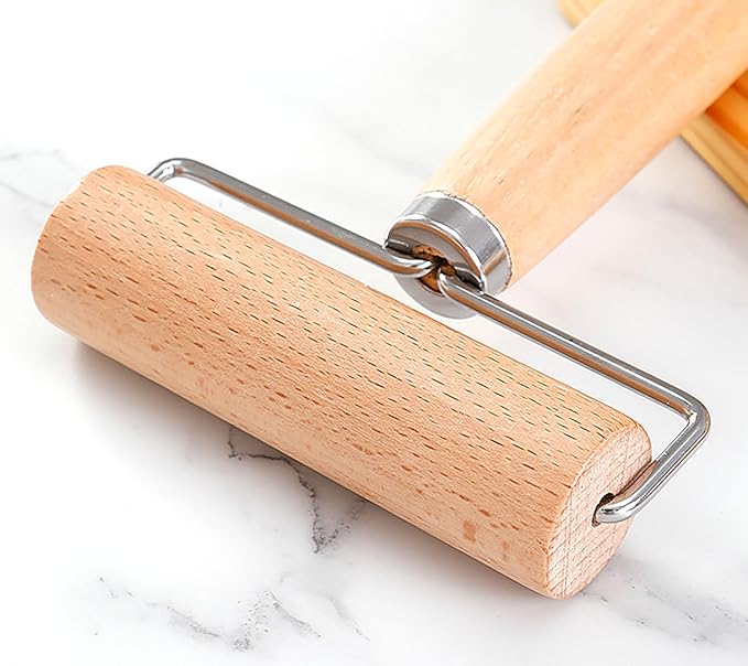 Roller Rolling Pin, 4 Inch Wood Rolling Pin for Kneading the Dough of Baking Bread, Pizza, Cookie, Noodles (M)