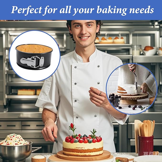 6 Inch Non Stick Spring form Pan with Stainless Steel Spring Buckles,Round Carbon Steel Cake Mold with Removable Bottom for Baking Kitchens and Restaurants (6)