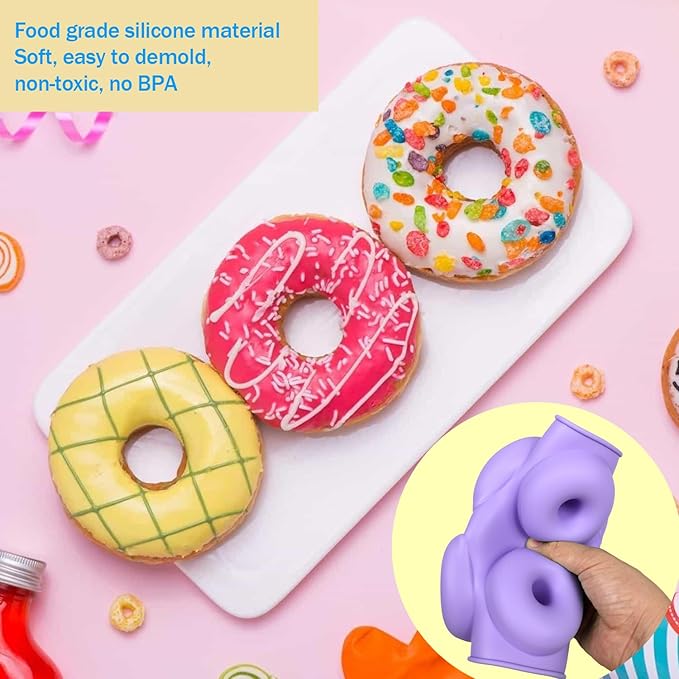 3pcs Silicone Donut Molds for Baking Round/Heart/Pumpkin Shaped Donut Pans 6 Cavity Nonstick Mini doughnut Pan BPA Free Heat Resistant Donut Baking Pan Bagels