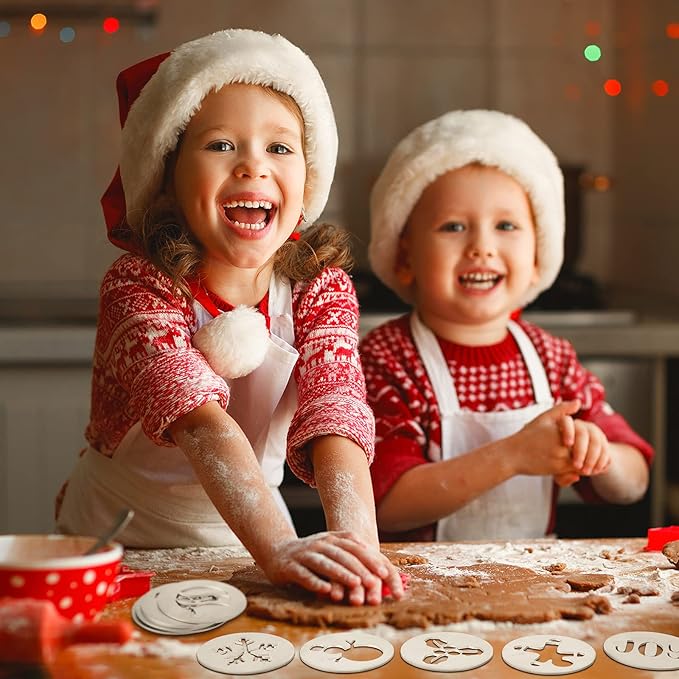Nuenen 12 Pcs Christmas Cookie Press Set Cookie Press Discs Stainless Steel Stencils Metal Mold Disc for Baking Holiday Cakes Christmas Birthday Cake Decoration, 12 Style(Cute)