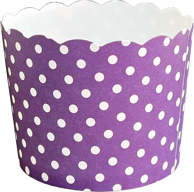 Paper Baking Cups (Polka Dots), Greaseproof Disposable Cupcake Liners (Purple, Large Cups (50-Pack))