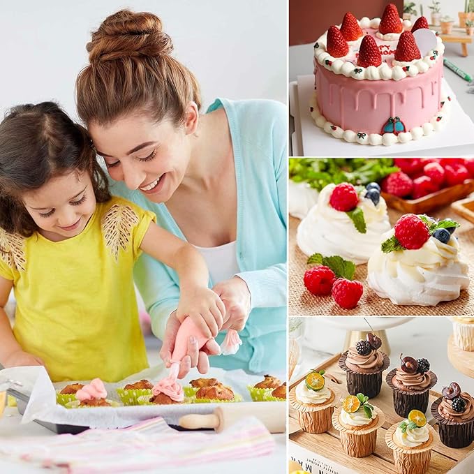 Piping Bags and Tips Set, 120 Pcs Cake Decorating Kit with 100 Disposable Piping Bags, Reusable Icing Bag, Frosting Tips, Couplers, Cake Scrapers, Cupcake Decorating Supplies
