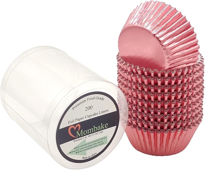 Standard Rose Gold Foil Cupcake Liners Muffin Baking Cups for Party and More, 200-Count