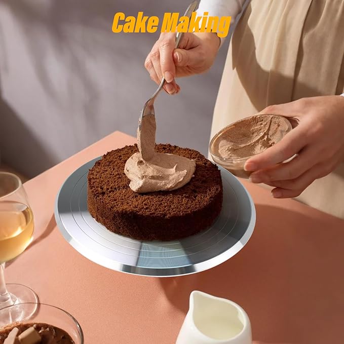 Cake Turntable 12'' Revolving Cake Stand, Cake Turntable for Decorating with Non-Slip Bottom, Cake Stands for Party, Wedding Decorations, Pastries and Cupcakes (Aluminium Alloy)