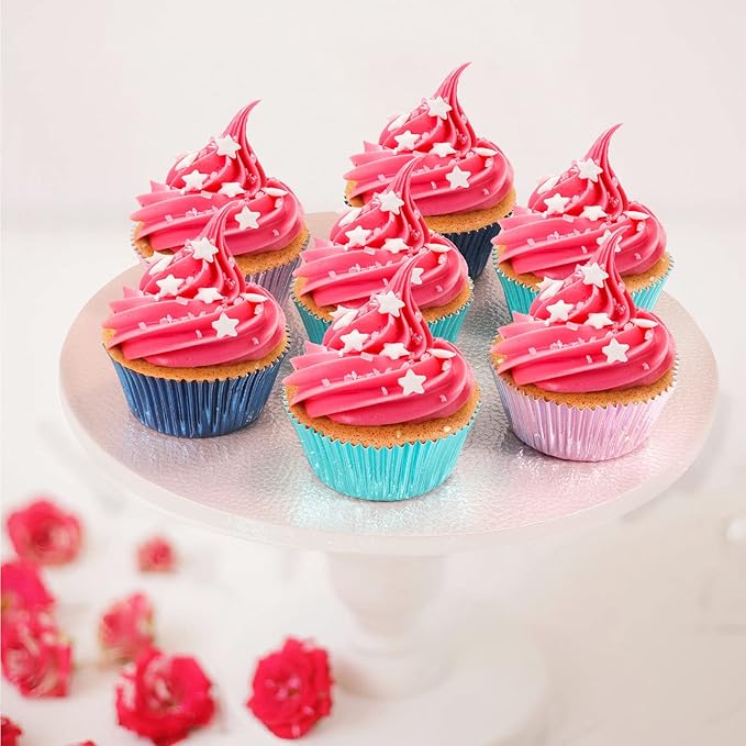 Caperci Aqua Sky Foil Cupcake Liners Standard Size Baking Cups Muffin Wrappers, 150-Pack