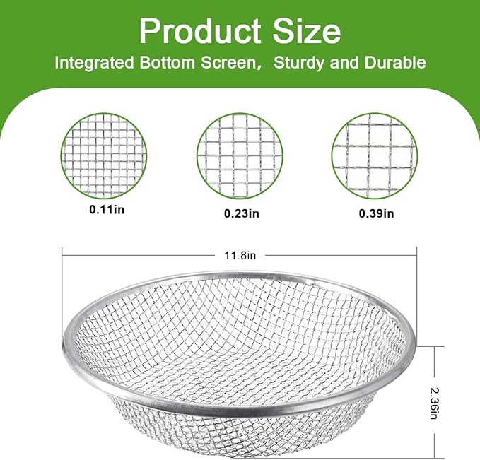 Soil Sifter Galvanized Screen, Soil Sieve for Compost Dirt Sand Rock, Rust-Resistant Sifter for 5 Gallon(1/8in,1/4in)