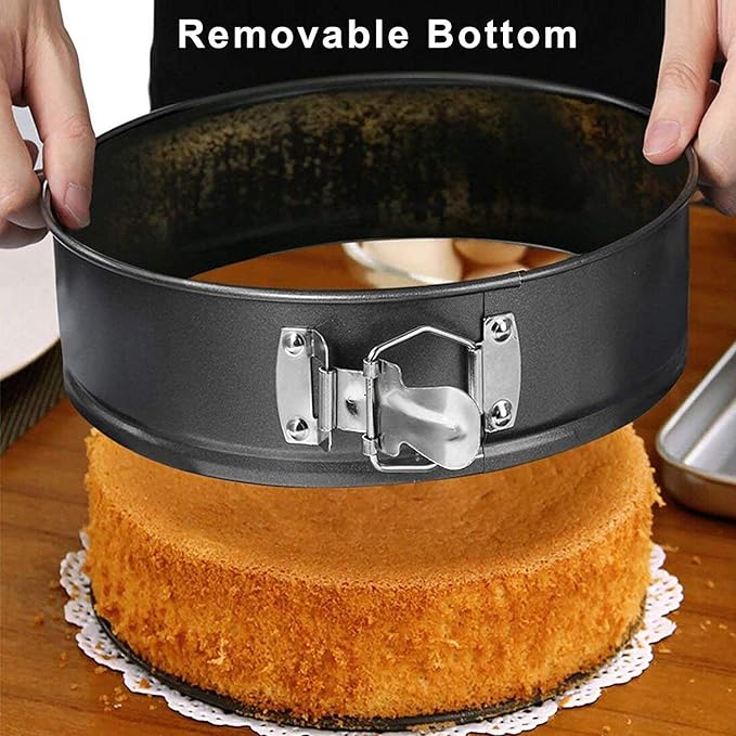 9 Inch Springform Pan, Nonstick Cake Pan, Heavy Duty Cheesecake Pan, Ice-Cream Cake Pan, 2 in 1 with Removable Bottom and Quick-Release Latch with Oven Baking Cake -Gray
