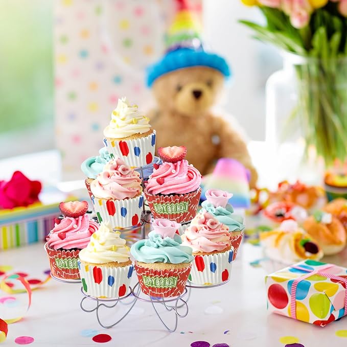 Vesici 900 Counts Birthday Party Decorations Cartoon Birthday Cupcake Liners Cartoon Theme Paper Cupcake Wrappers Holders for Disposable Cup Bulk for Baby Shower Baking Party Supplies