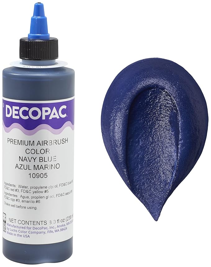 DecoPac Navy Blue Food Coloring, 8 Fl Oz Airbrush Food Color, Edible Airbrush For Cake Decorating, Cookie Airbrush Coloring, Food Airbrush Kit Add-on, Airbrushes For Cake Decorating 8Fl Oz
