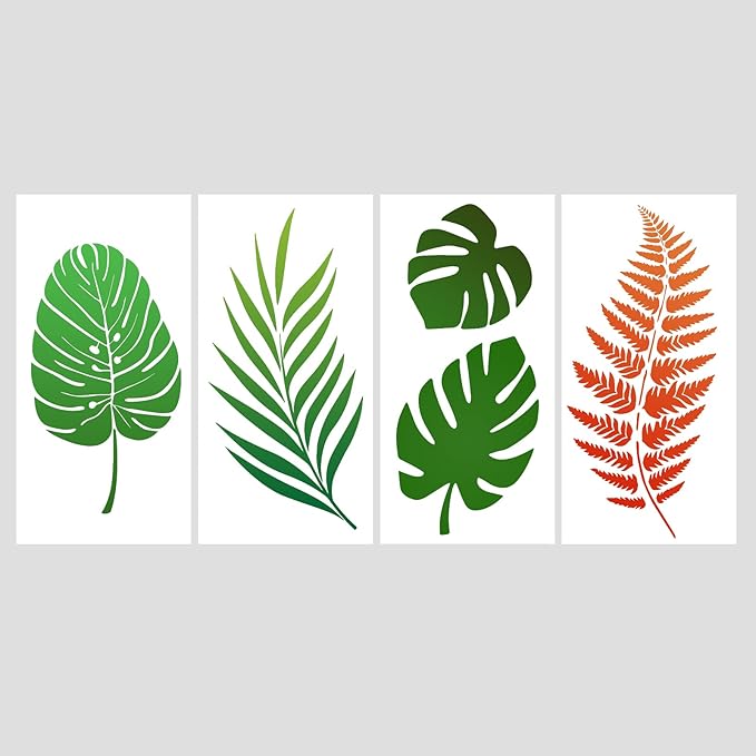 Leaf Trees Christmas Reusable Pine Drawing Stencils - Winter Holiday Templates for Cypress, Woodland Painting on Wood, Canvas - Home Decor Crafts (4 Pcs Leaf) (Style 1)