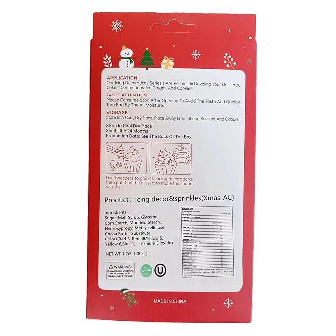 PhilaeEC 10 Pcs Christmas Tree 5 Pcs Santa Claus Mix Icing Decoration Edible Candy Sprinkle for Cake Decoration Baking Cookie Cupcake Toppers Christmas Holiday Party Supplies