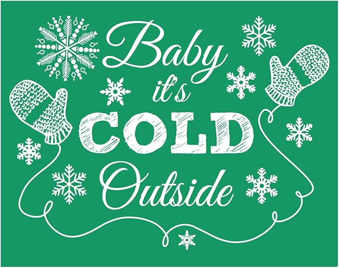 DGAGA Christmas Silk Screen Stencils Reusable Self Adhesive Baby It's Cold Outside Chalk Mesh Stencils Silkscreen Pattern Stencil for Winter Decoration, DIY Home and Wood Signs