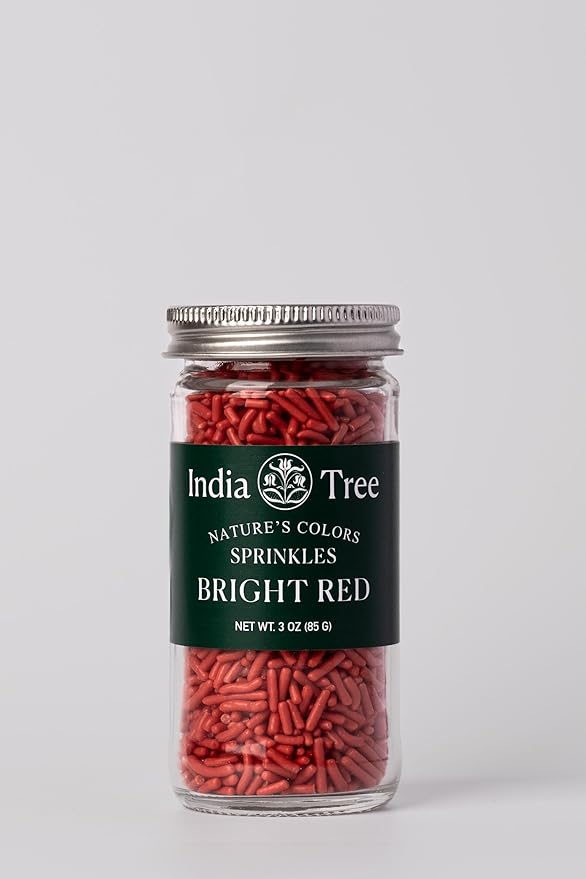 Bright Red Sprinkles – Vegan, Non‑GMO, Dye‑Free, Allergen‑Free, 3 oz Jar – India Tree Nature’s Colors