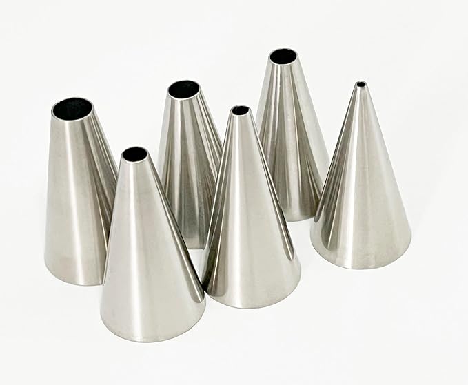 6pcs Round Icing Piping Tips, Standard Size Piping Nozzles Set, Stainless Steel Frosting Piping Kit, Cake Decorating Icing Tips Suitable for Standard Coupler