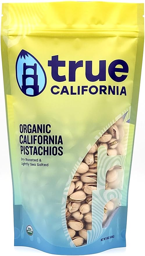 True California Organic Pistachios (1 LB) Dry Roasted & Lightly Sea Salted, In-Shell, Vegan & Gluten-Free