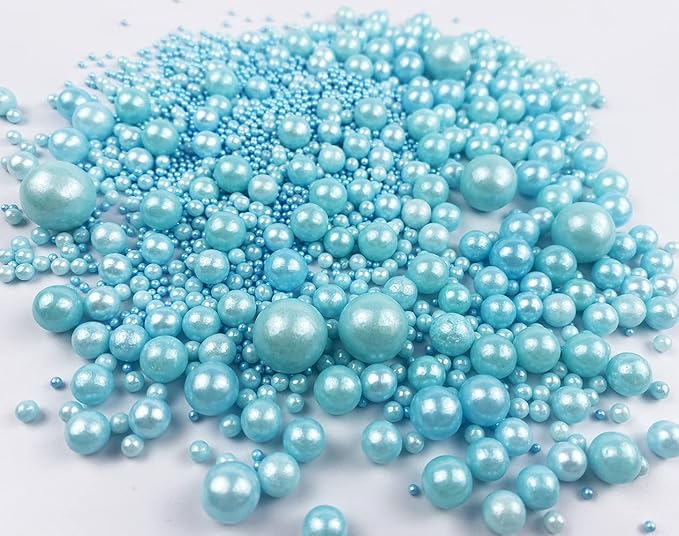 Sprinkles Edible Pearl Sugar Candy Cupcake Cake Topper 120g/ 4.2oz, Decorative Glitter Sprinkle Mix for Baking, Cake and Cookie Decorating (Blue)