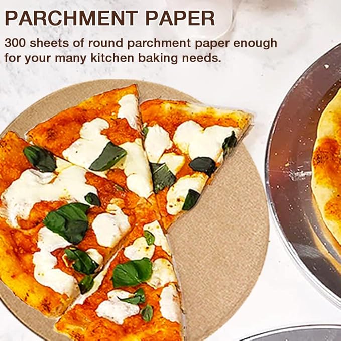 300 Pcs 8, 9, 10 Inch Round Parchment Paper, Round Parchment Paper for Baking, Parchment Liners for Tortillas, Cake Pan