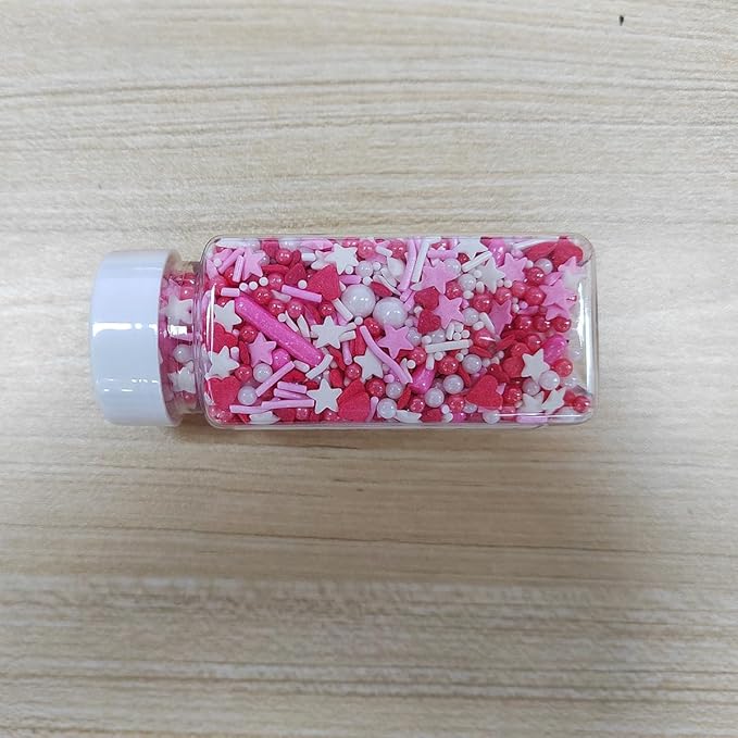 Valentines Sprinkles Red Heart Sprinkles for Cake Decorating Edible Pearls Fancy Sprinkles Cupcake and Cake Topper Cookie Baking Decorations