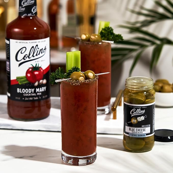 Collins Classic Bloody Mary Mix, Brunch Cocktail Recipe Ingredient, Bartender Mixer, Drinking Gifts, Home Cocktail bar, Set of 6 32 fl oz Bottles