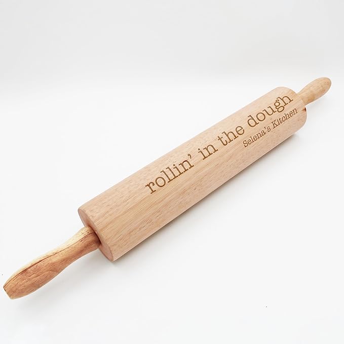 Personalized Wood Rolling Pin, Baking Award Gift, Gifts for Grandma, Chefs and Bakers (Rollin in the Dough)