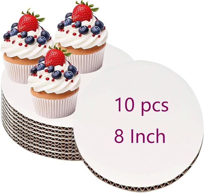 YYaaloa 10pcs White Cake Boards 8 inch Round Disposable Cake Circle Plate Waterproof and Oil-proof Cake Boards Sturdy Cake Trays for Cake DIY Bread Dessert and Crafts Display