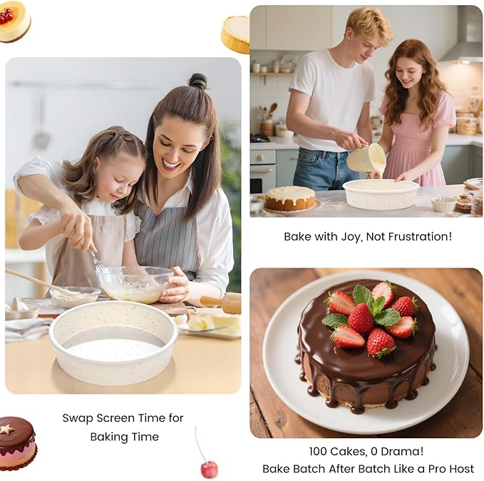 SJ 6, 8, 10 Inch Silicone Round Cake Pan with Metal Reinforced Frame Set of 3, Nonstick Silicone Cake Mold for Baking Suitable for Making Layers, Cheese & Chocolate Cakes