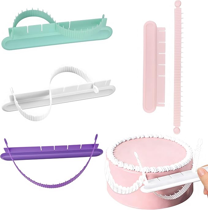 4PCS Cake Arch Guide Tool,Adjustable Fondant Cake Arc Ruler,Practical Baking Writing Swag Guide Gadgets Accessories,Decorative Marking Divider Aid,Pastry Decorating Supplies for Home Kitchen Bakeries