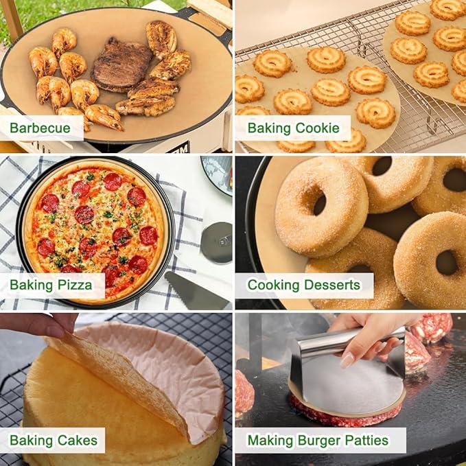 BYKITCHEN 12 Inch Parchment Paper Rounds, Set of 200, Non-Stick Baking Paper for Pizza Maker, Cake Pan and More