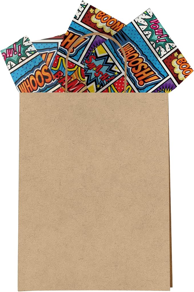 Pro Supply Global Superhero Comic Book Printed Tissue Paper for Boy's Gift Bags or Boxes and Wrapping - Bulk Decorative Art Tissue Paper for Packaging and Gifting | 24 Sheets 20" x 30"