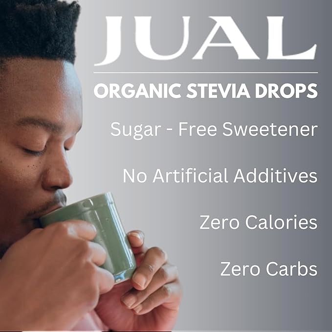 JUAL Natural Liquid Stevia Sweetener – 3.34 Fl Oz – Zero Calorie, Zero Sugar, Zero Carb – Stevia Drops for Coffee, Tea & Baking