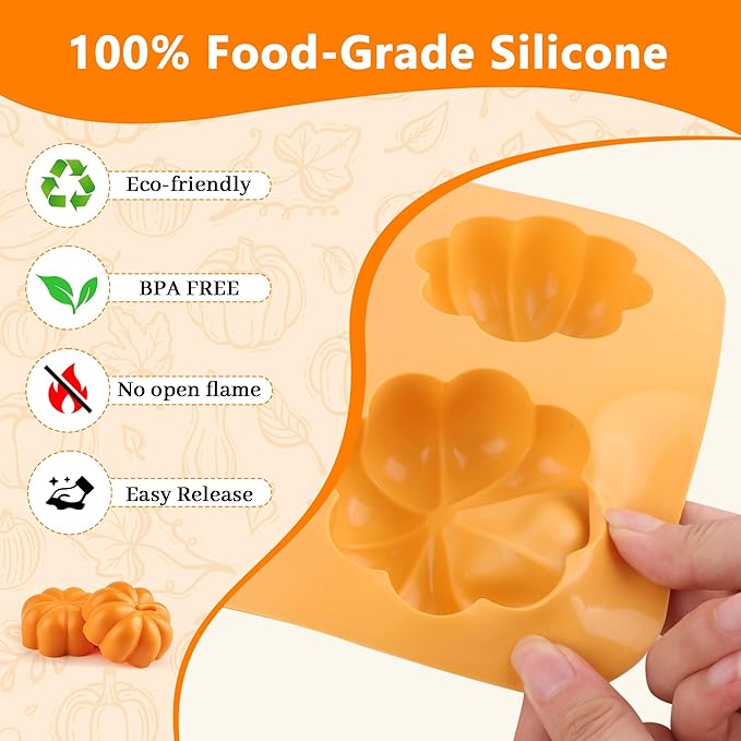3-Pack 6-Cup Silicone Muffin Pans, Nonstick Cupcake Baking Molds, Muffin Cupcake Pans Molds for Baking, BPA/PFA-Free, Dishwasher & Oven Safe Pumpkin