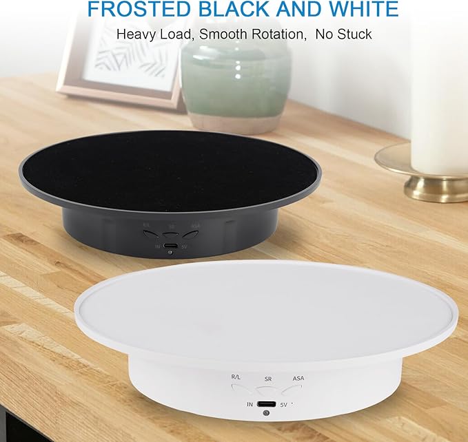 Motorized Rotating Display Stand, 360 Degree Electric Rotating Turntable with Velvet Top, 7.87inch /17.6lbs Load Automatic Mute Lazy Susan for Photography Products Jewelry 3D Model, Black Stand