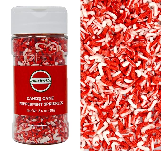 Mystic Sprinkles Christmas Holiday Sprinkle Mixes (Peppermint Flavored Candy Cane Sprinkles 3oz)