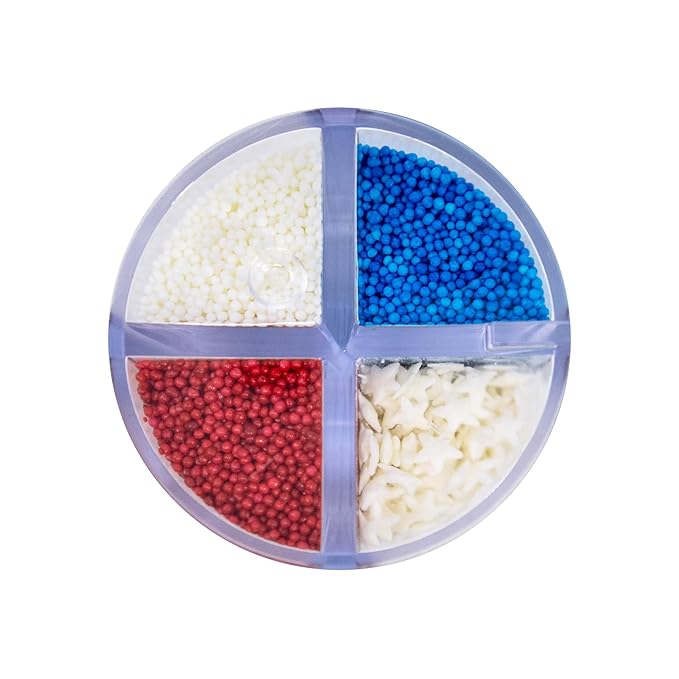 Mystic Sprinkles 4 Cell Sprinkle Assortments (Patriotic Pride Nonpareil, Petite)