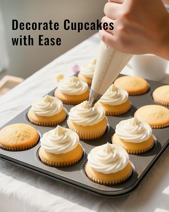 12 Inch Piping Bags, 100PCS Thickened Disposable Pastry Bags, Anti Burst Icing Bags for Cream Frosting, Non-slip Frosting Bags, Cake & Cookie Decorating Supplies