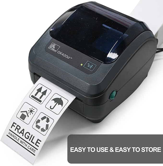 L LIKED 3" x 5" Direct Thermal Labels, 500 Fanfold Thermal Printer Shipping Labels for Small and Microenterprise, Compatible with Zebra & Rollo Printers, Perforated Line, White - 500 Pcs.
