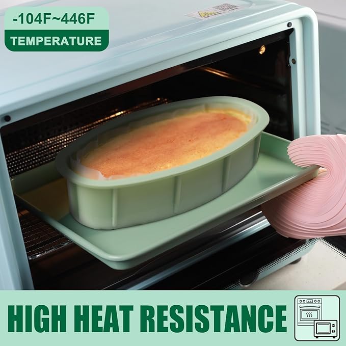QELEG Silicone Oval Banana Bread Pan (2 Pack) - Non-Stick Silicone Cake Bread and Meat Bakeware for Oven, Pot Baking in Home, Kitchen & Bakery Use QLG0111-9x4.6x2.2 inch
