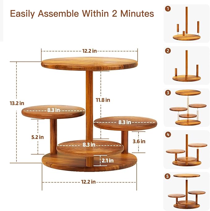 Cupcake Stand, 4 Tier Cupcake Tower Stand for 50 Cupcakes, Wood Cake Stand, Wedding Cake Stands, Cupcake Display Stand, Cup Cake Tower Stand for Birthday Anniversary Party Decoration