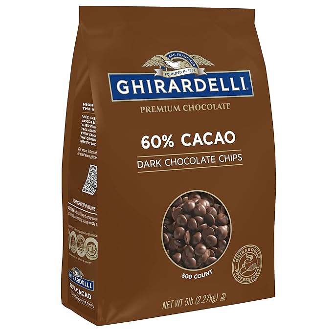 Ghirardelli Chocolate Company 60% Cacao Dark Chocolate Chips, 5lb. Bag (Pack of 1)