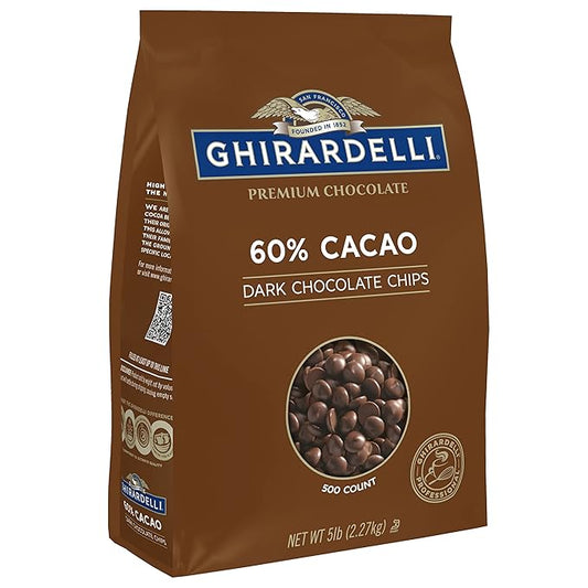 Ghirardelli Chocolate Company 60% Cacao Dark Chocolate Chips, 5lb. Bag (Pack of 1)