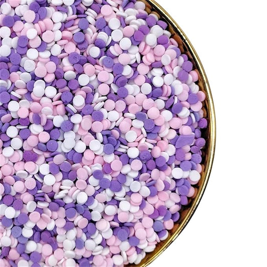 NIPEOR Christmas Purple Pink White Confetti Sprinkles,Rainbow Confetti Sprinkles 3.53oz/100gEdible Sprinkle Topping Confetti Sprinkles, Round Sprinkles for Cake Decorating,, Cupcake, Candy Sprinkles, and Ice Cream Toppings (Rainbow Confetti Puple Pink)