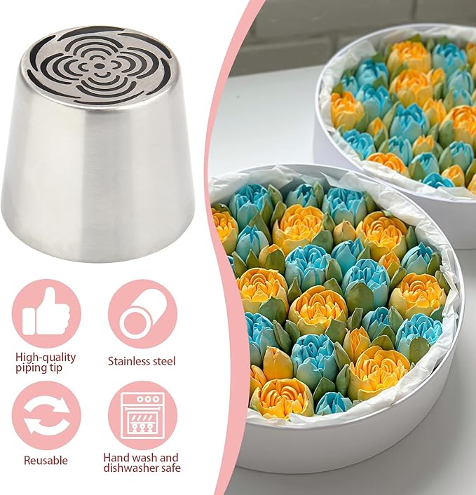 Extra Large Russian Piping Tips for Marshmallows Stainless Steel Flower Frosting Nozzles many styles Cake Decorating Baking tool for Buttercream, Cupcakes Cookies(SL79)