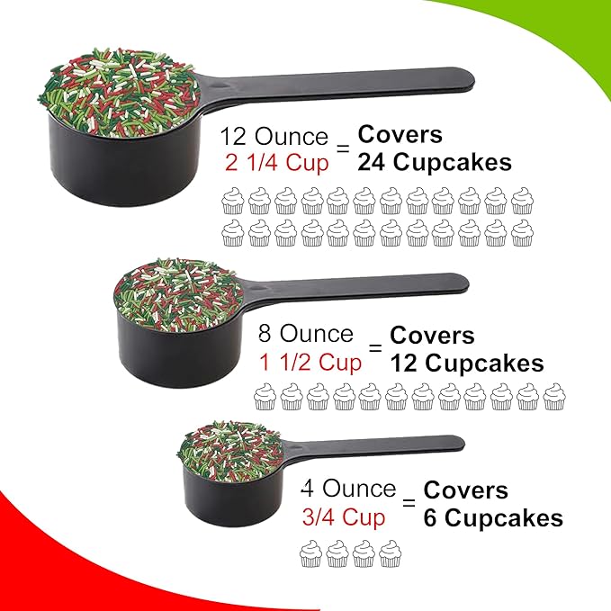 Christmas Sprinkles - Holiday Sprinkles For Baking And Decorating - A Variety Of Bulk Sprinkles Sure To Fit Every Baking Need For The Holidays - 4 Ounce Variety (Mistletoe Magic)