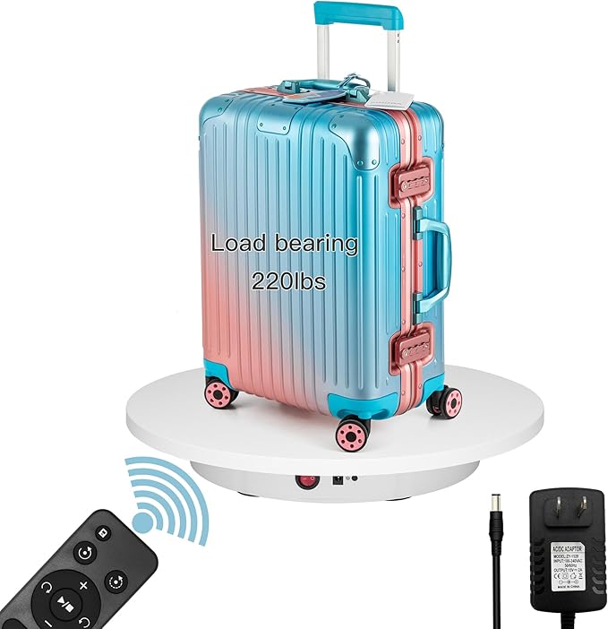Large Rotating Display Stand 16.5'' Motorized Turntable Spinning Photography Turntable (White Wired)