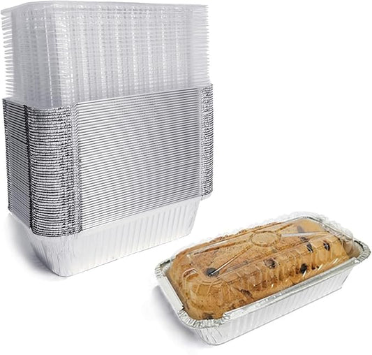 Aluminum Foil Bread Pans Disposable | 1.5lb Loaf Pans with Lids | 50 Pack | Dessert Boxes - Perfect for Baking, Storing, Takeout